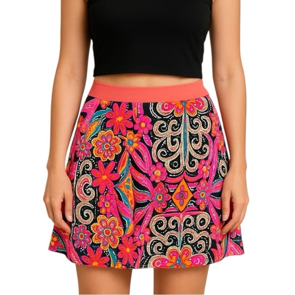 PrAna Small (Medium) Athletic A Line Mini Skirt Elastic Waist Colorful
